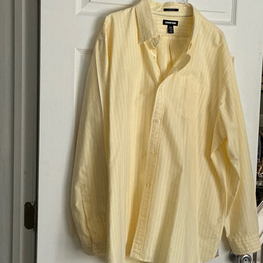 Lands' End Light Yellow Casual Button Down Shirt